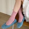1 Paar Spitzensocken für Damen, aushöhlen, Netzstoff, dünn, atmungsaktiv, Sommer, lose, lange Socken, Blumenstickerei, süße Mädchen, japanische Kawaii-Socken
