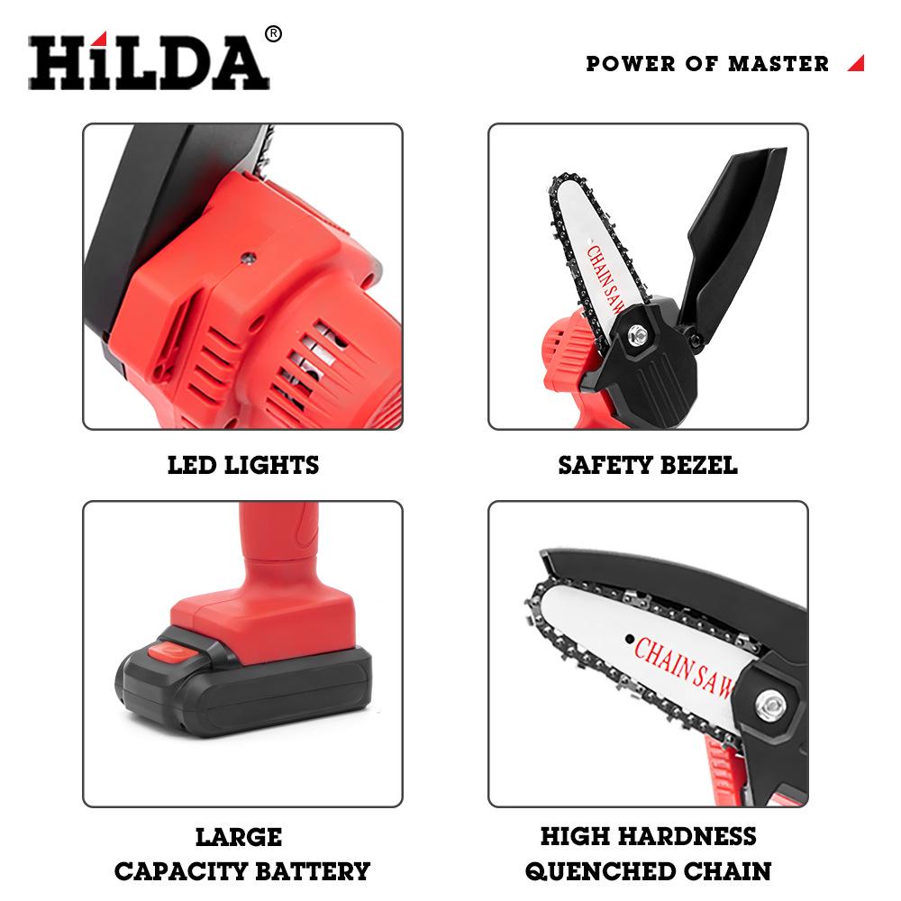HiLDA 4-inch One-Hand Cordless Mini Electric Lithium Chain Saw for Garden Logging