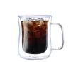 Doppelwandige Kaffeetasse aus Borosilikatglas, Hitzebeständig, Transparent, Schlanker Griff, Auf Lager für den Heimgebrauch.