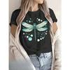 European Size Short-Sleeved T-Shirt with a Pure Dragonfly Pattern Print