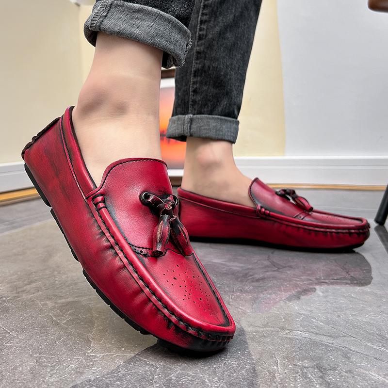 Fashion Luxury Flats Big Size 48 Mens Tassel Loafers Slip On Boat Shoes Retro Brogues Driving Luxury Brand Italian Designer Moccasins