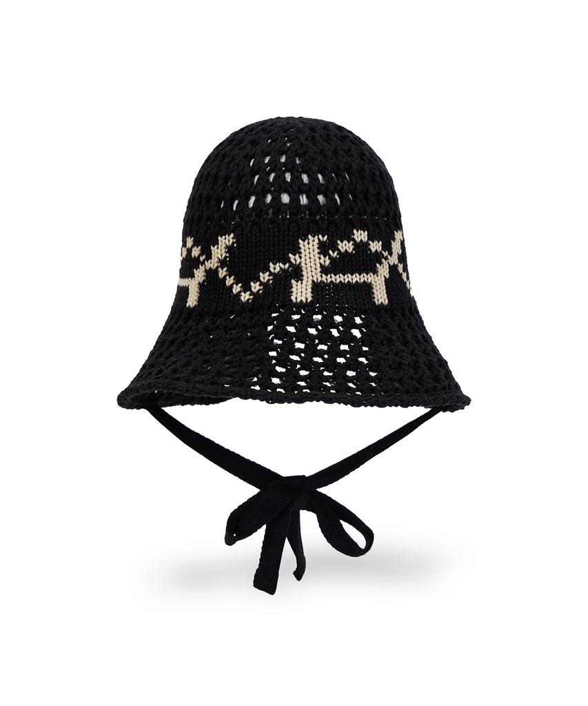 Bajal Va Digital Logo Punching Bonnet Hat Black