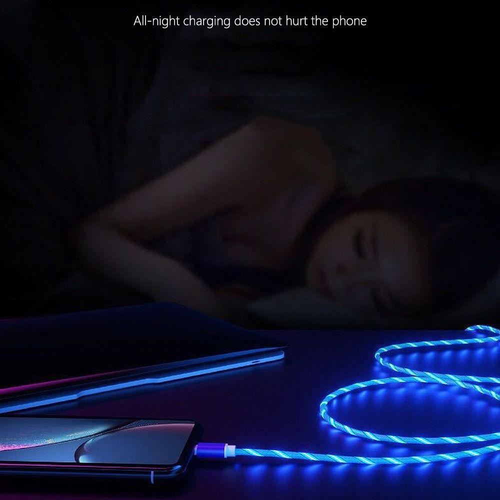 LED light LED USB C Wire Charge Wire Mobile Phone Charging Cables Type C Data Cord Glowing Cable