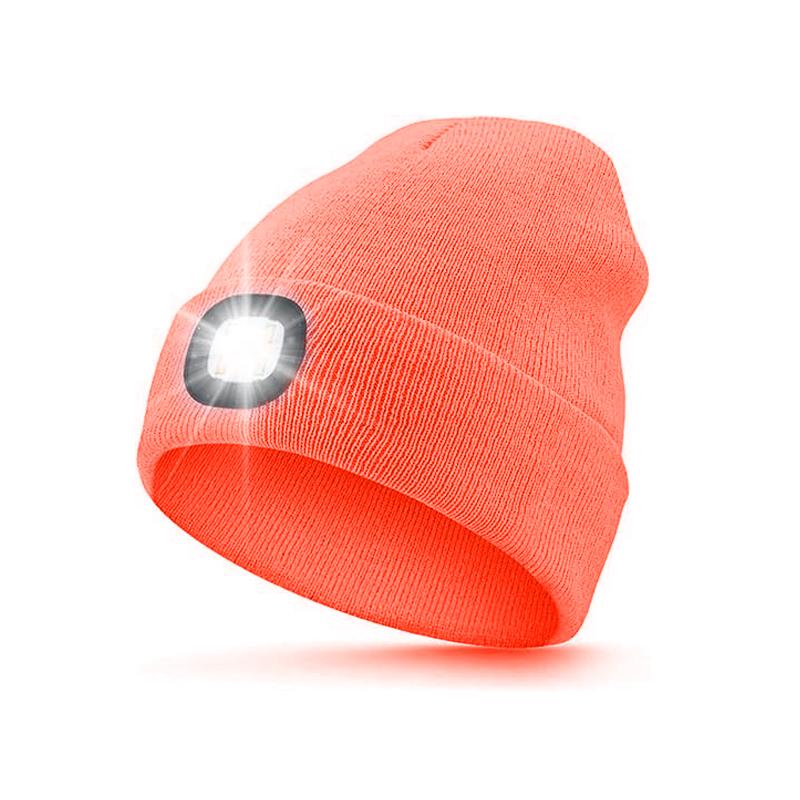Multifunctional LED Beanie Hat USB Rechargeable Headlight for Winter Outdoor Activities Night Running Safety Light
