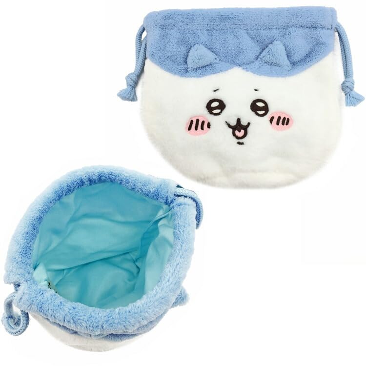 Marimocraft CHIIKAWA Face Drawstring W16 x H16 x D1cm Pouch, Hachiware, CKW-038,