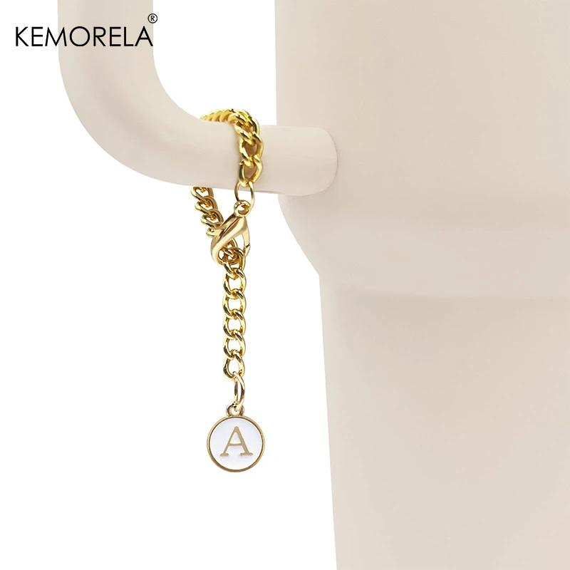 2PCS 26 Letters A To Z Charm Gold Chain Accessories for Ice Cream Tumblers 20 30 40 Oz Glass Tumblers with Handles