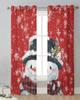 Christmas Snowman Snowflake Red Sheer Curtains for Living Room Decoration Window Curtains Kitchen Tulle Voile Curtains