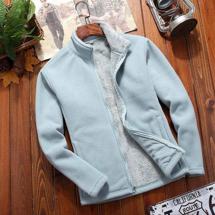Warm Thick Winter Polar Fleece Jacket Coral Solid Color Sweater Coat