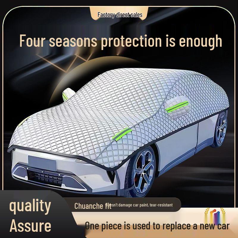 Universal All-Season Half Car Cover: Sunshade, Heat Insulation, Hail Protection, Dustproof, Sun Protection, Anti-freeze, Anti-rain, Thickened.