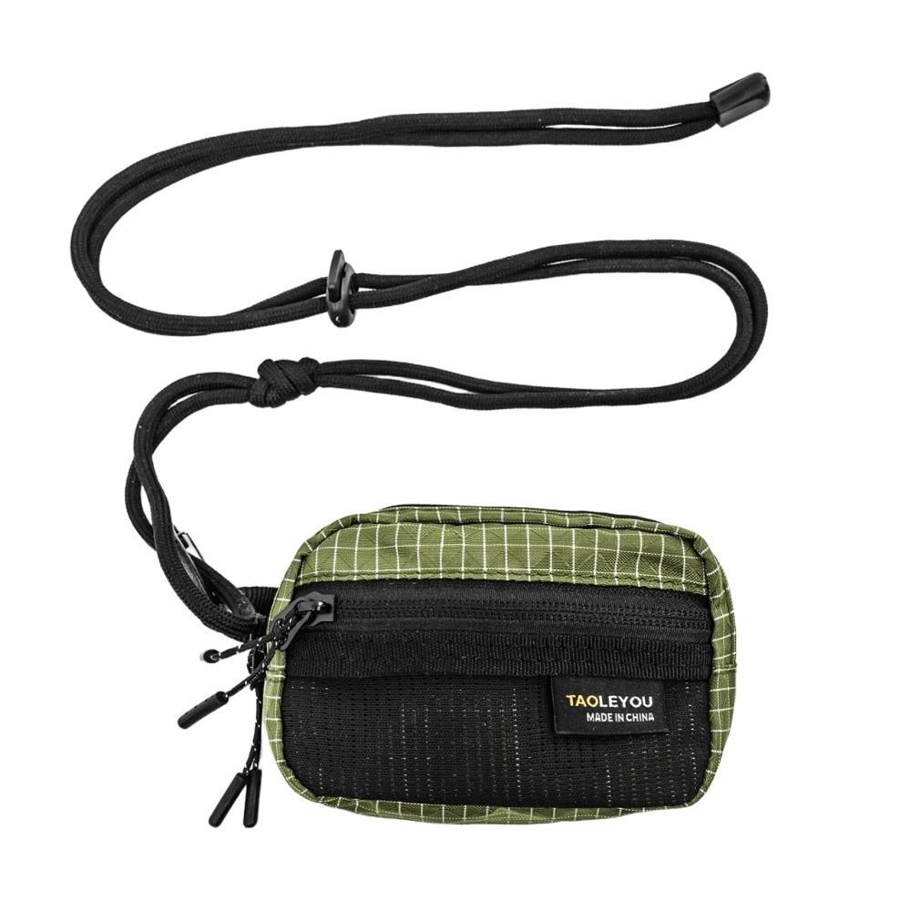 Lightweight Grid Fabric Storage Bag Zipper Closure Card Holder Bag  Outdoor Hiking