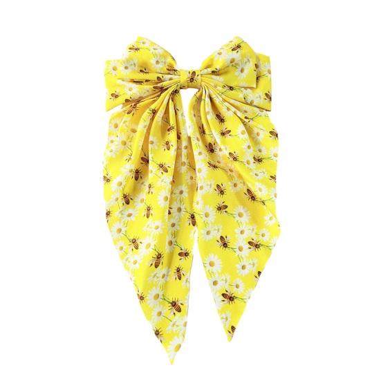 

Women Hairpin Bee Flower Bow Decor Hair Clip Spring Metal Clip Side Pin Party Outing Half-Tied Hair Accessory жёлтый