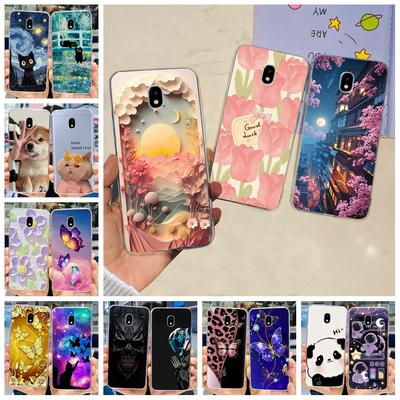 Funda Para Samsung J3 J5 J7 2017 Funda Lindo Gato de Dibujos Animados Flores de Moda Cubierta Trasera Para Samsung Galaxy J7 2017 Funda de Teléfono