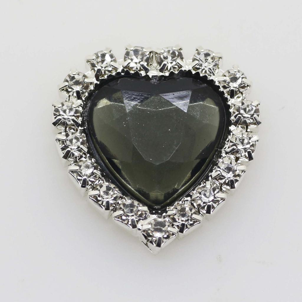 Mini 16mm(4/10 Inch) 10pcs Heart Acrylic Rhinestone Buttons DIY Hair Accessory Wedding Initiation Ribbon Decoration
