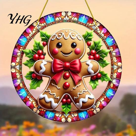 Xmas Porch Hanging Signs Christmas Tree Ornaments, Acrylic Festive Pendants with Lanyard for Gift Tags Holiday Party Home Decoration, Indoor