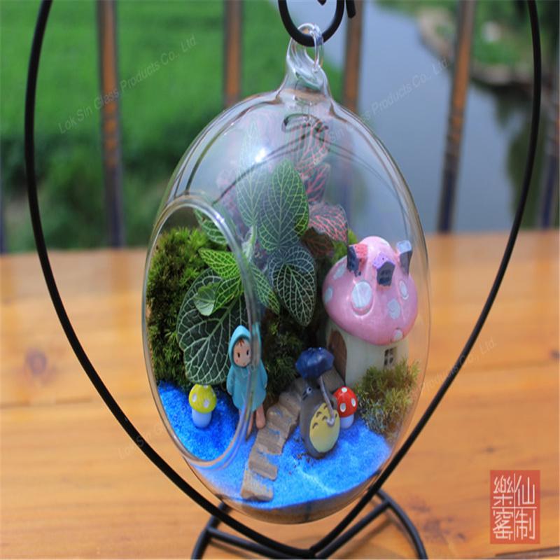 Hanging Ecological Bottle With Iron Holder Glass Vase Creative Micro Landscape Diy Gifts Home Decor