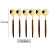 6/30Pcs Imitation Wooden Handle Cutlery Set Knife Cake Fork Coffee Spoons Tableware Stainless Steel Dinnerware Western Flatware