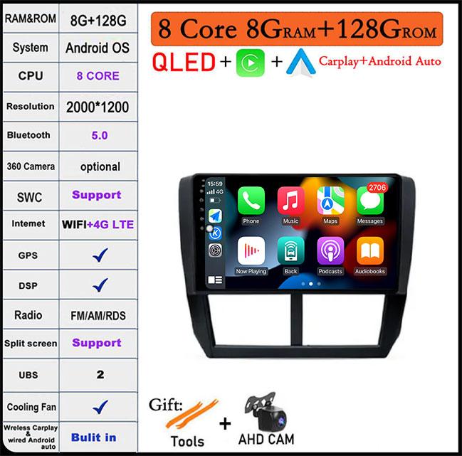 9 Lnch For Subaru Forester 3 SH WRX 2008-2014 Android 14 Car Radio Video GPS IPS Multimedia Stereo Screen DSP Auto Navigation