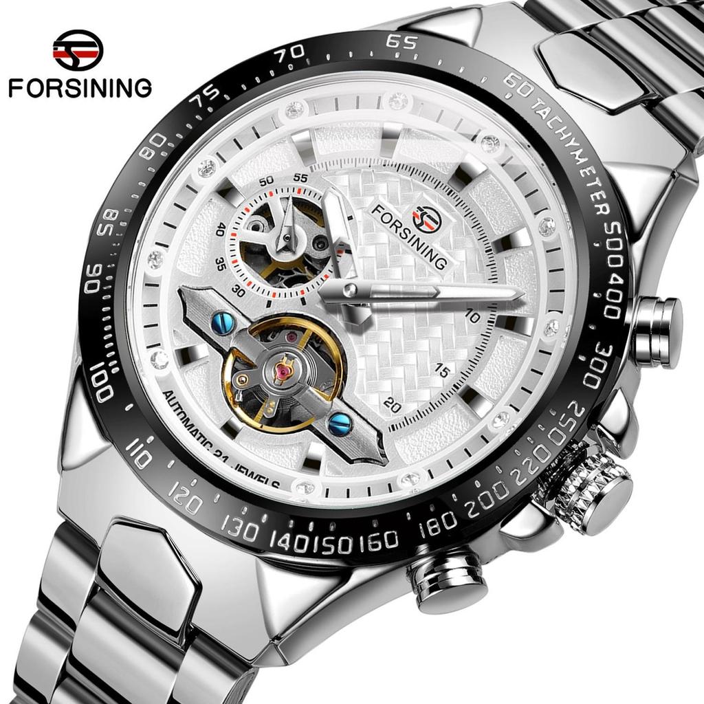 Forsining Automatic Mechanical Men Wristwatch Hollow Sport Male Luxury Tourbillon Watch Independent Seconds Dial Wristwatch