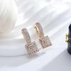 Kienl  Full Natural Zircon Daily Party Big Earring For Women  Rose Gold Color Square Ethnic Bride Vintage Wedding Jewelry