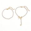 2Pcs Layered Bow Pearl Anklets for Women Gold Dainty Tassel Hypoallergenic Summer Beach Vacation Jewelry Gift