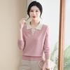 Mom's 2026 Winter Lapel Sweater: Plush Knit Top for Middle-Aged & Elderly Women