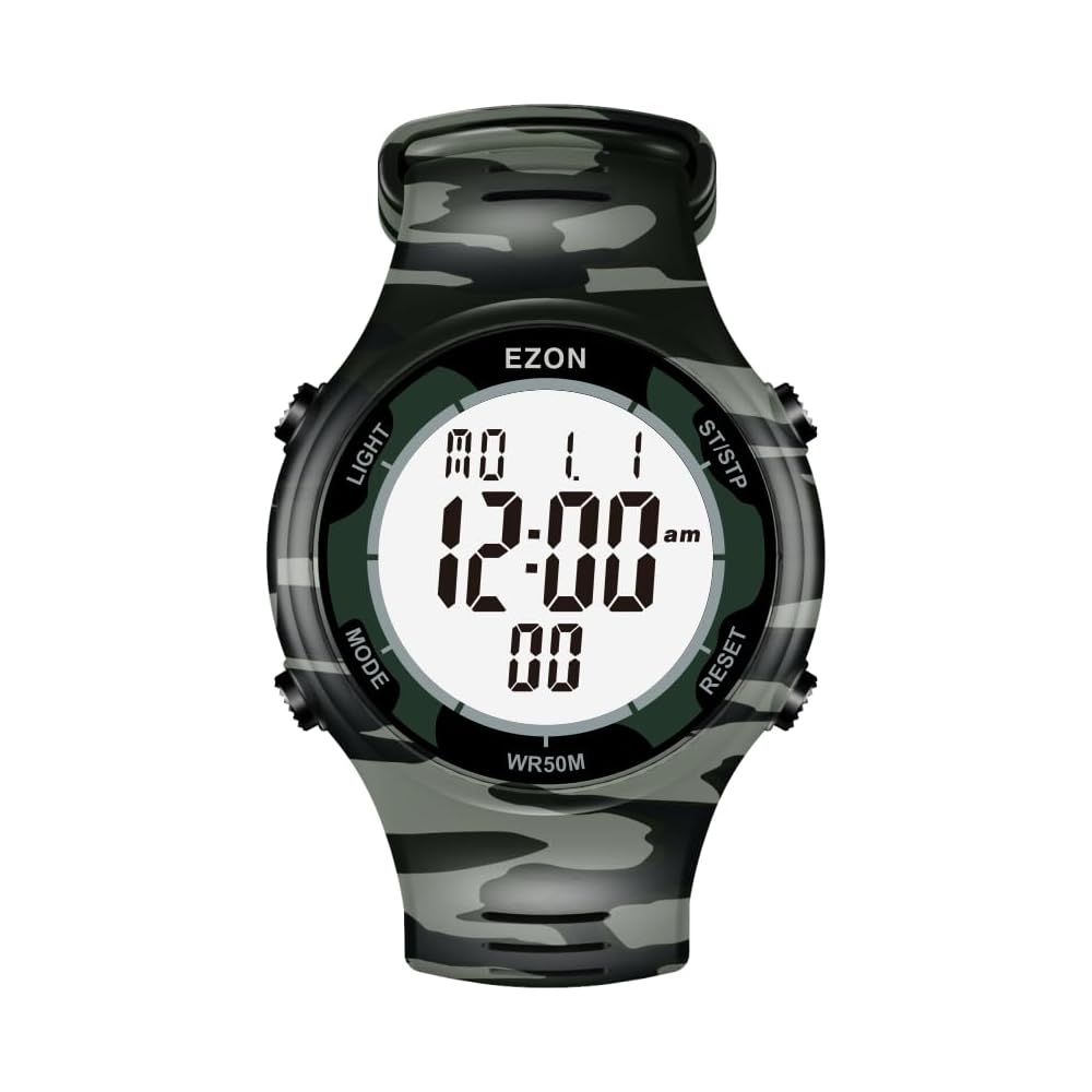 Ezon L008 Digital Sports Watch Waterproof Stopwatch Countdown Timer Chronograph Green
