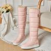 Fashion Winter Warm Pink White Snow Boots Women Shoes Low Heels Knee High Boots Female Platform Plush Long Boats Mujer Black