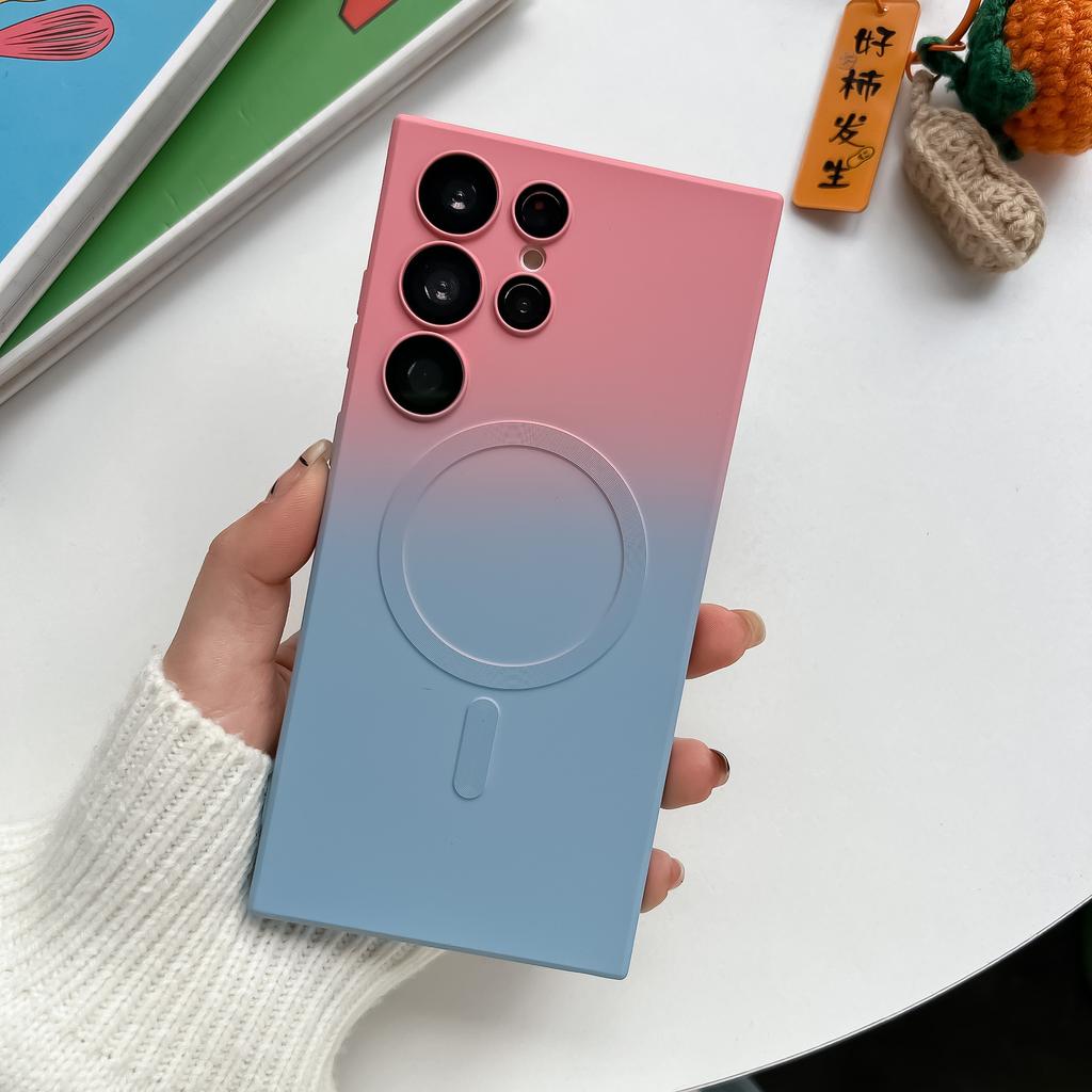 Applicable to Samsung S26Ultra gradual change magnetic mobile phone case liquid silicone Note20 with its own lens film protective cover