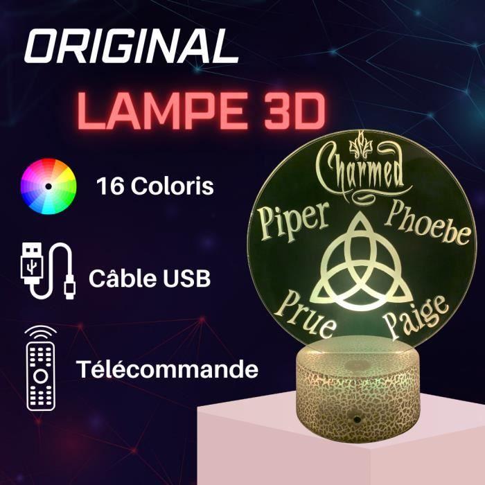 Lampe de Chevet 3D LED Charmed Série TV ,Soeurs Halliwell, Veilleuse changement de Couleurs, Déco Idée Cadeau pour Fan et Passionés