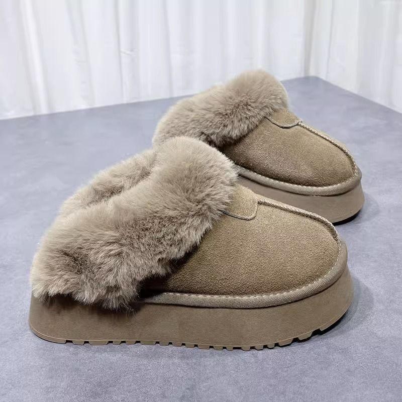 Thick-soled snow boots slippers women's autumn and winter new muffin bottom bag head heightened hairy drag thickened velvet outer wear