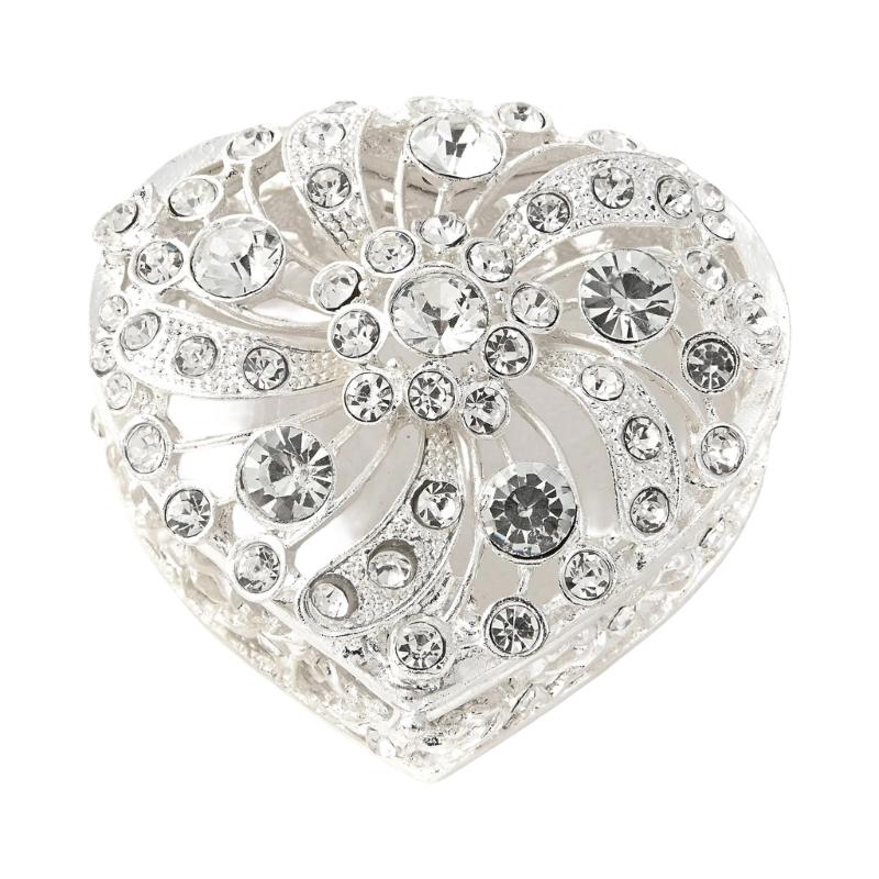 Elegant European Styles Heart Shaped Jewelry Box With Diamonds And Pearls Accent For Rings Earrings Necklaces