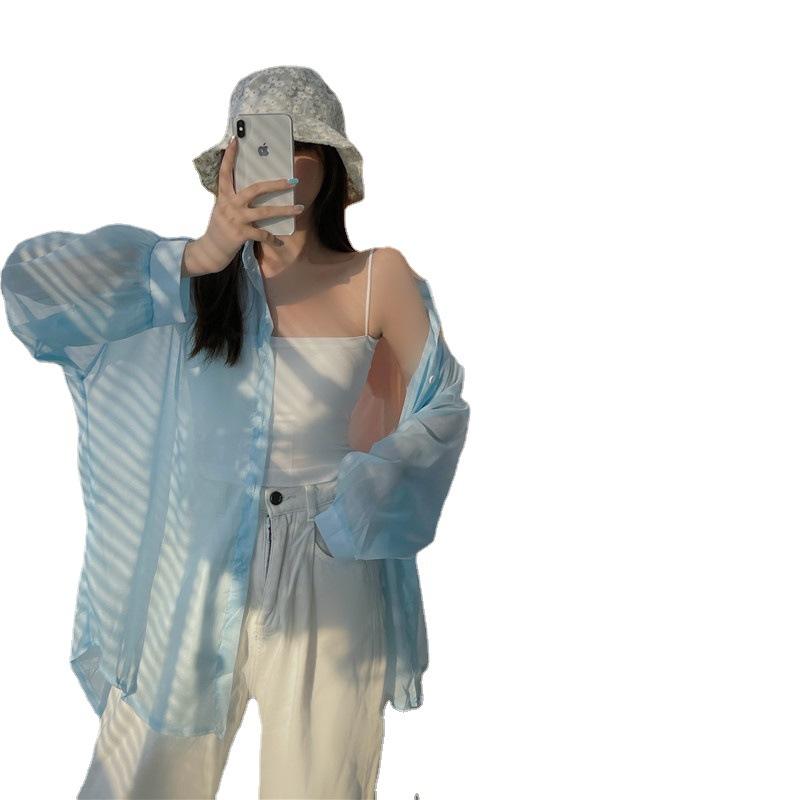 Douyin Live Broadcast Pearlescent Sunscreen Shirt Top Women's 1116 Summer Thin See-through Chiffon Sunscreen Shirt Jacket