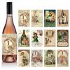 New Style, New Year Theme, Red Wine Bottle Stickers, Vintage Copperplate Paper, Adhesive Bottle Stickers, Party Desktop Decoration Supplies