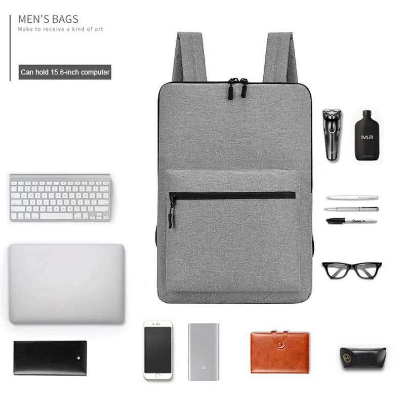 Ultra-thin Men's Backpack School Bag Thin 15 Inch Laptop Man Bag Women Waterproof Outdoor Business Work Small Backbag Back Pack