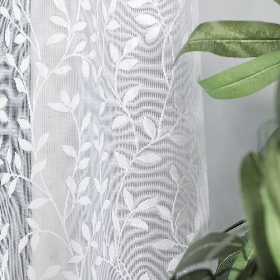 Zuzanna - Ready-Made Jacquard Curtain With A Cut At The Bottom - 300X160 Cm - White