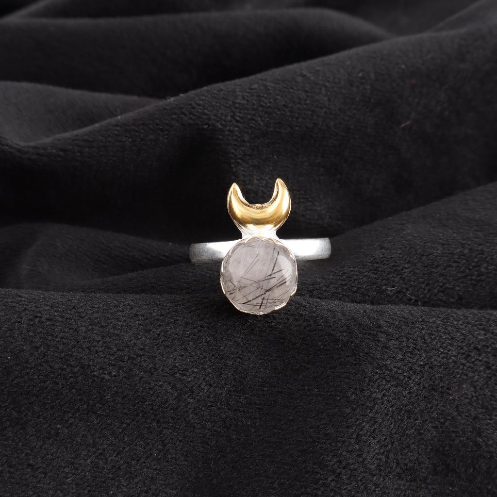 Black Rutile Gemstone Jewelry, 925 Solid Sterling Silver Ring, Beautiful Silver Ring, Handmade Bohemian Jewelry For Wedding Gift