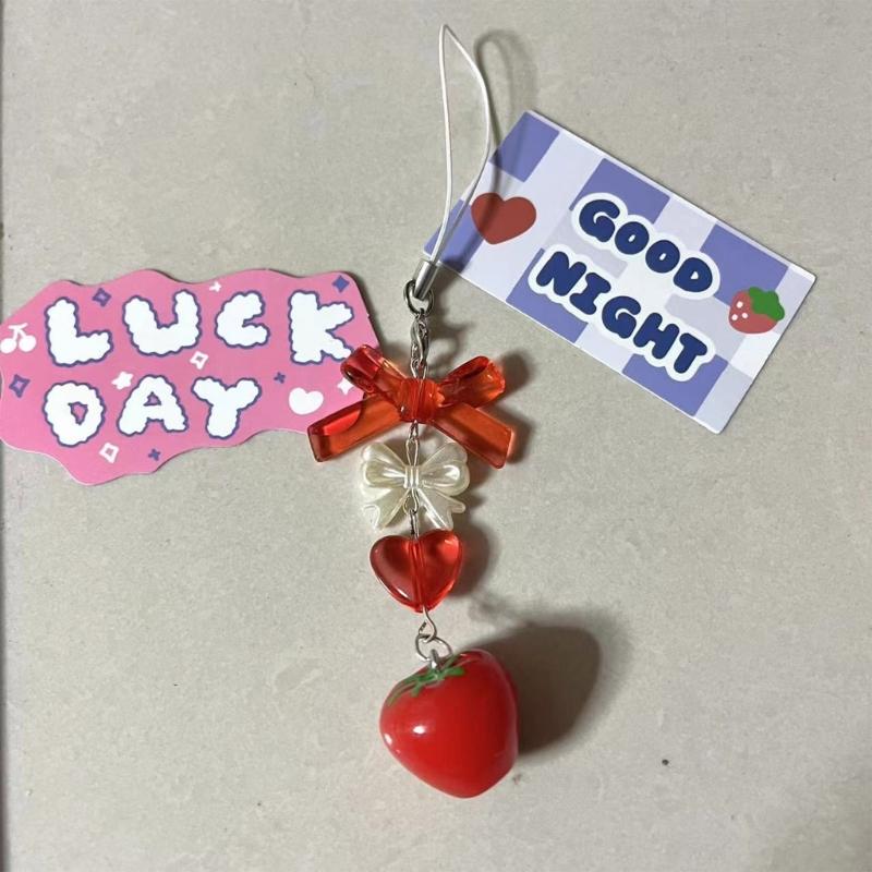 Cute Core Beaded Keychain Lanyard Ornament Stylish Decoration for Bag and Key