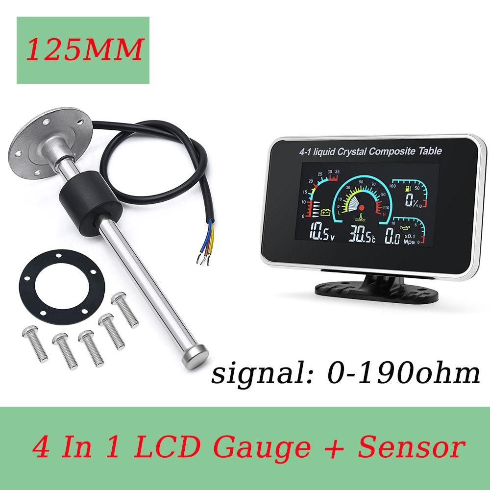 4 IN 1 HD Gauge Digital Universal Gasoline Meter for Car Fuel Gauge Water Temperature Gauge Oil Pressure Gauge Voltmeter 12V