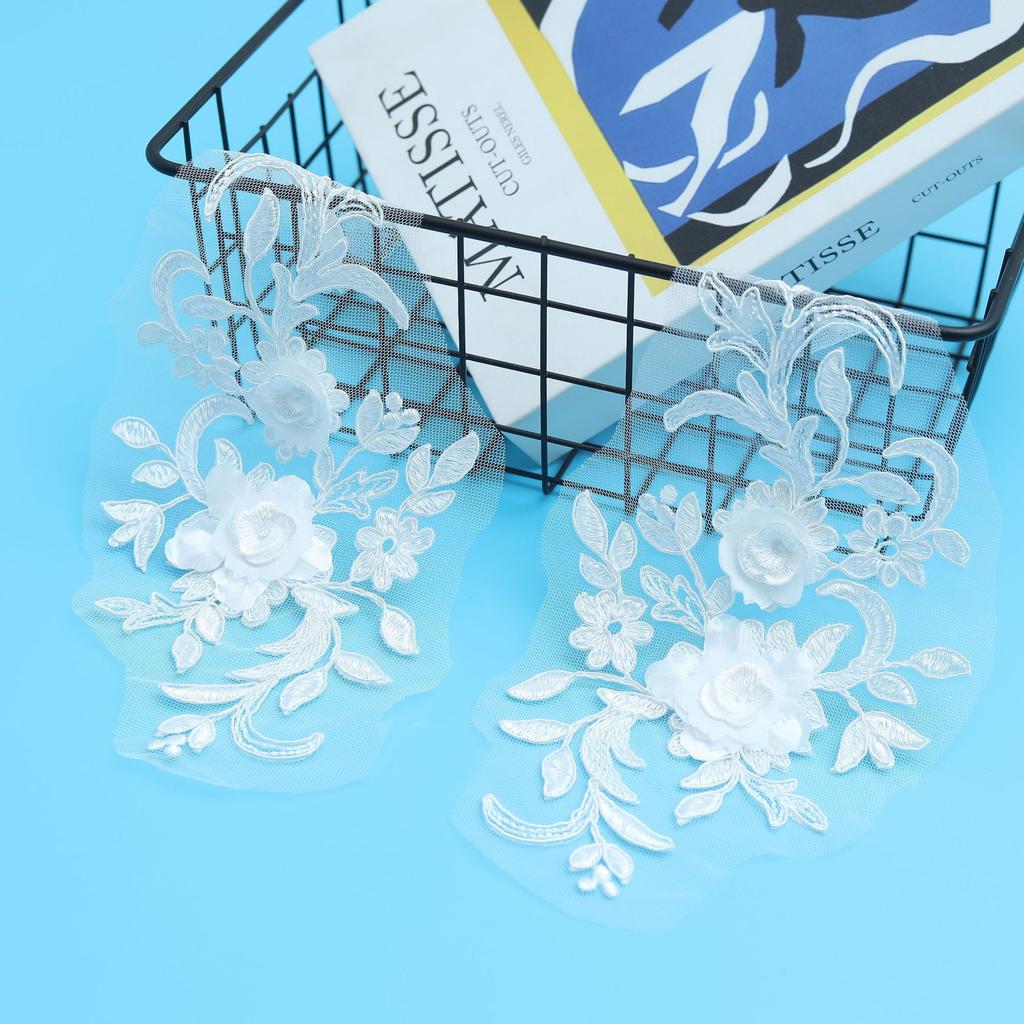 Off-White Car Bone Pair Flower Three-Dimensional Flower Lace Applique Accessories Embroidery Embroidery Cloth Sticker Wedding Dress Clothing Patch