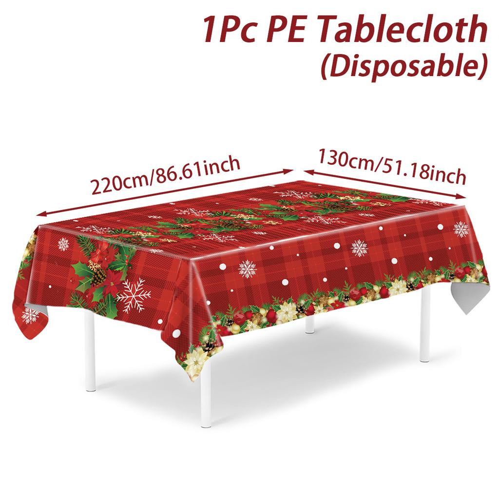 Christmas Snowflake Plastic Tablecloth Merry Christmas Decorations for Home 2025 Navidad Natal Xmas Table Ornament New Year 2026