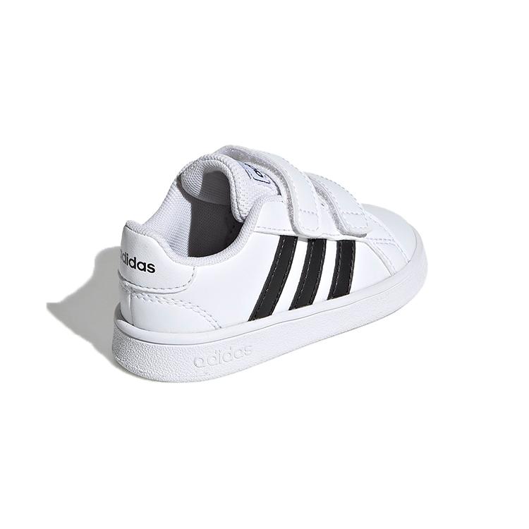 Adidas Neo GRAND COURT Hook and loop Abrasion Resistant Low top Skateboard Shoes White Black Infant And Toddler EF0118