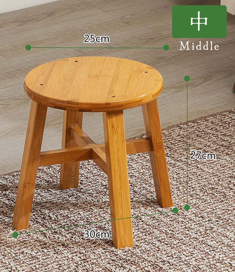 SPobeap Round Stool, 24-34cm High, Made of Natural Bamboo, for Chairs, Flower Stands, Step Stools, Children's Entryways, Lightweight, Easy To Carry, V
