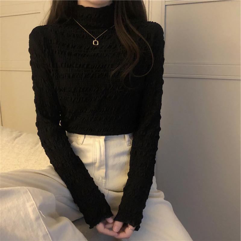 

Кружевной топ на флисовой подкладке: Полувысокий воротник, воротник Питер Пэн с оборкой One size - fits 80-130 jin