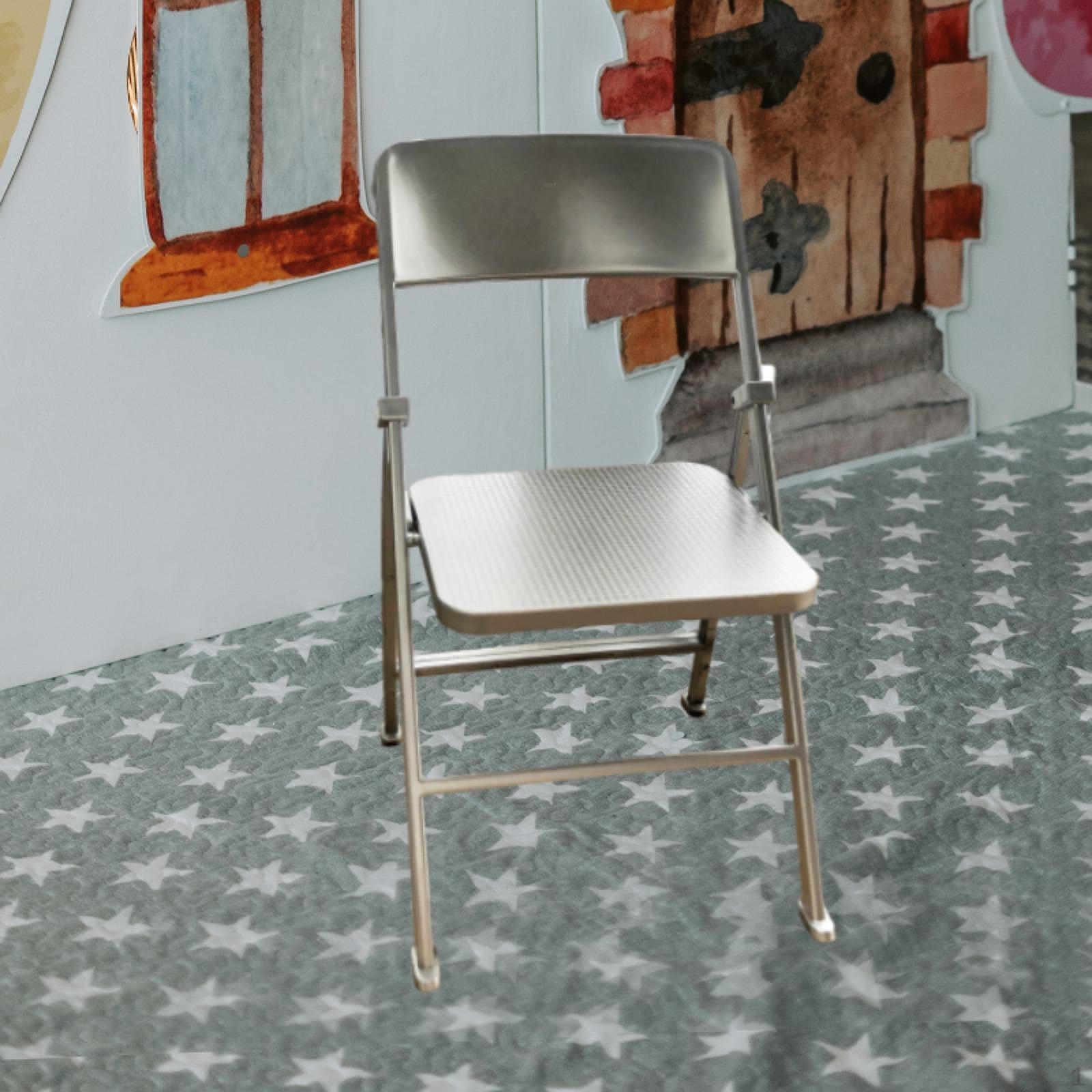 

1/6 Кукольный домик Стул Модель Складные Диорамы Подарки На День Рождения Игрушка Фигурка серебряный