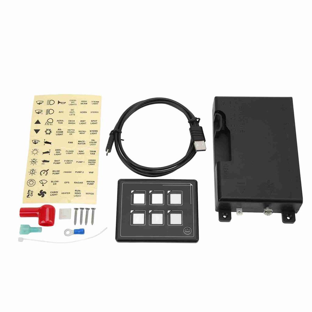 6P Switch Panel Bluetooth APP Control IP66 Waterproof Backlight M4 Stud Ring Terminal with Sticker F