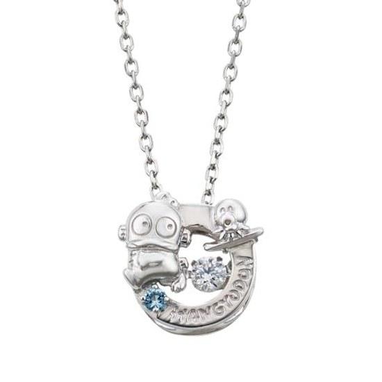 White Clover Hangingyodon 40th Anniversary Ladies Necklace Dancing Stone Sanrio Characters Silver 925 Surgical Stainless Steel 316L Cubic Zirconia