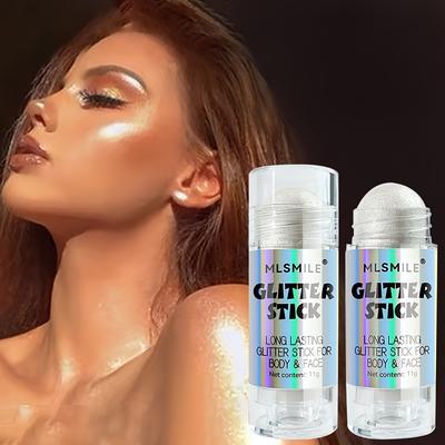 Glitter Highlighter Stick Body Shimmer 3D Face Body Sparkle Highlighter Brightening Music Festival Shimmer Powder Makeup