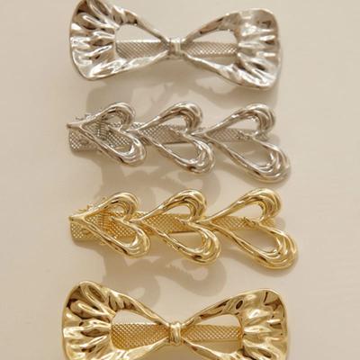 J.Lauren Metal Heart Ribbon Accent Hair Claw Pins H01168