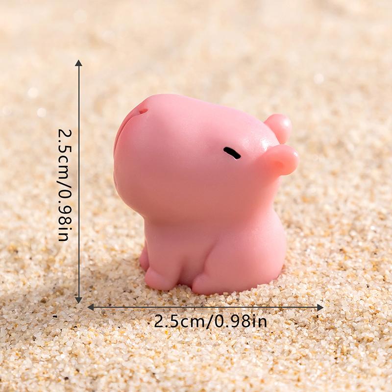 Mini Pink Capibara Ornament Cartoon Capybara Micro Landscape Model Dollhouse Decoration Car Interior