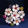 Rhinestones Embellishment Flower Shaped Brooch Unique Floral Shaped Lapel Pin Stylish Women Accessory for Coat Dress